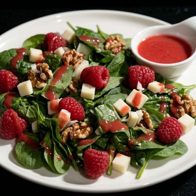 Spinach, Walnut, and Raspberry Salad.