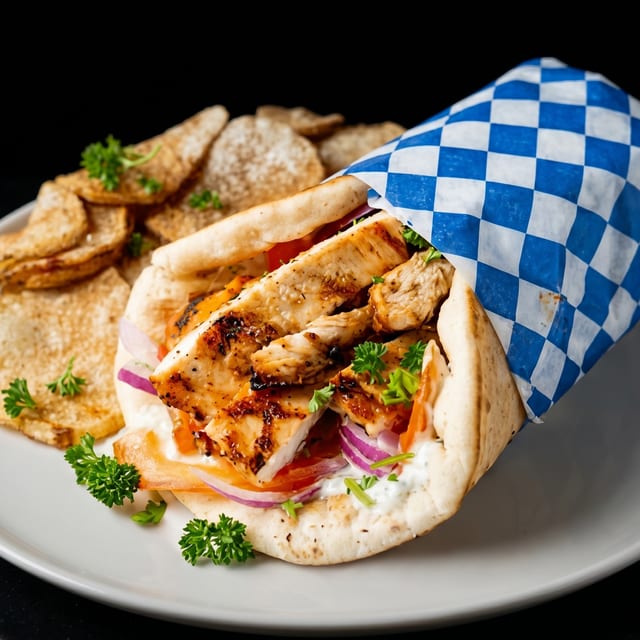 Pork Gyro Sandwich.
