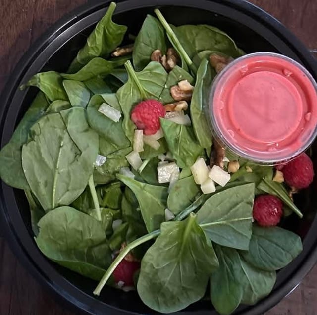 Spinach Walnut & Homemade Raspberry Dressing Salad.